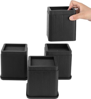 BTSD-home 4 inch or 8 Bed Risers Heavy Duty 4 pack, 4 Inch Black 