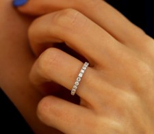 Eternity DVVS1 Band Wedding Round Cut Moissanite 14K White Gold Plated Ring