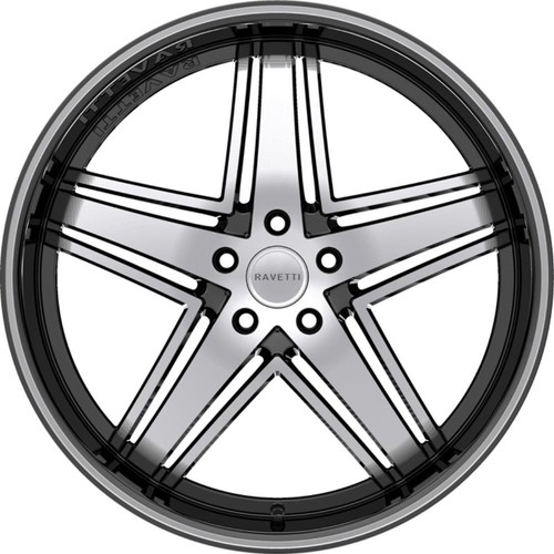 (Set-4) Ravetti M6 22x9 5X115 15mm Black Machined Wheels Rims 22 Inch ...
