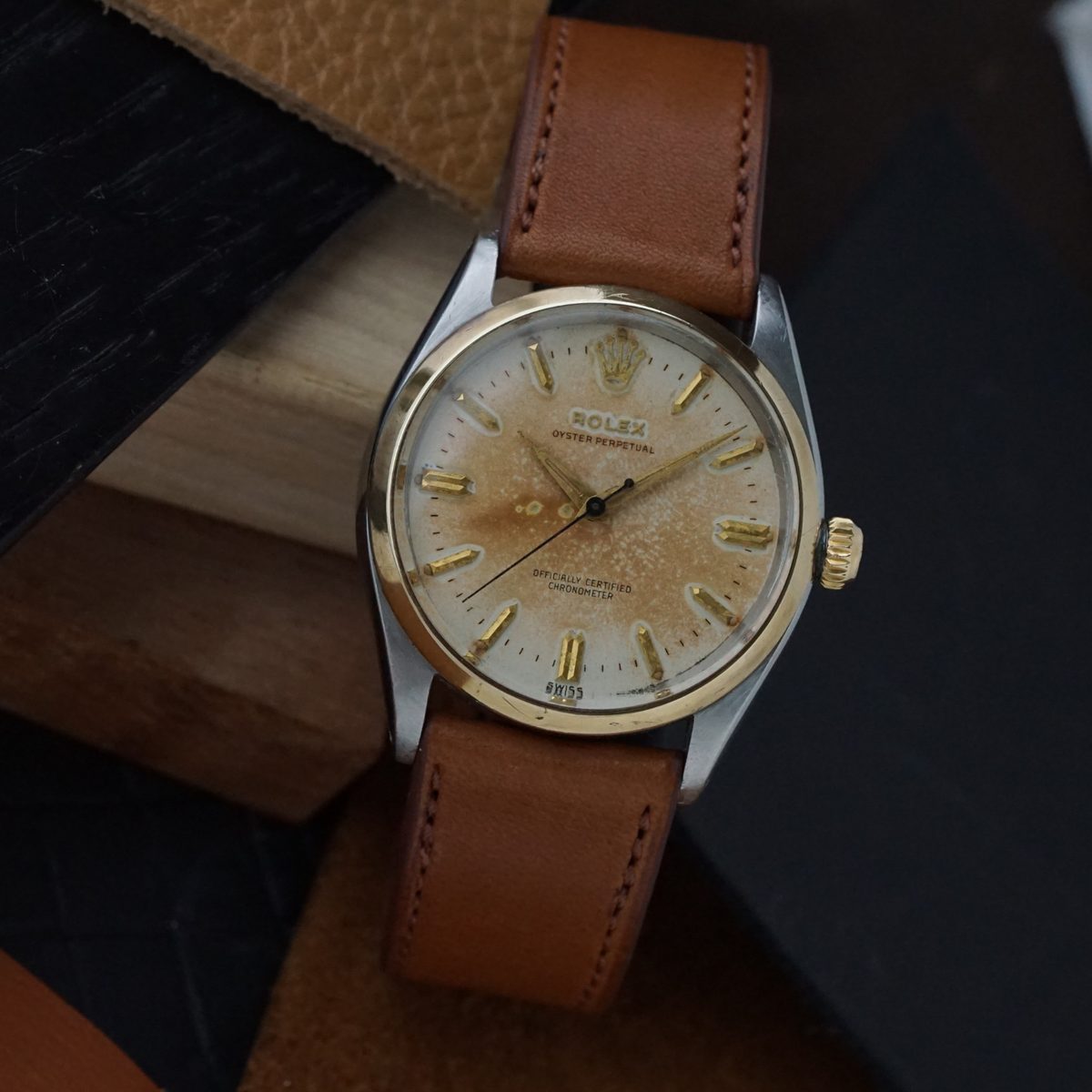 Rolex Oyster Perpetual 6564 Steel/18k Gold Tropical 34 mm