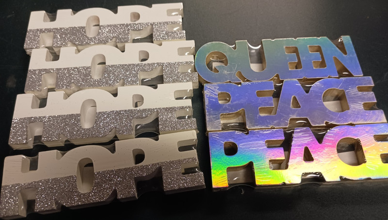 7 Cutouts HOPE Peace Queen Decor Home Craft Supply DIY Silver Glitter Iridescent