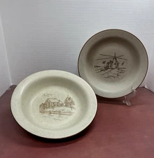 2 - Vintage Collection Manoir Coree Rimmed Soup Salad Bowls Lighthouse Farmhouse