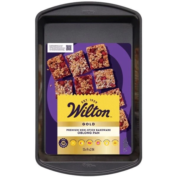 Wilton Gold Non-Stick Oblong Pan 13x9x2 in – PFAS-Free Steel, Dishwasher Safe