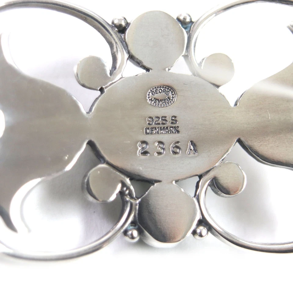 Raro broche de plata esterlina Georg Jensen #236A con ágata verde de colección Foto 4 de 4