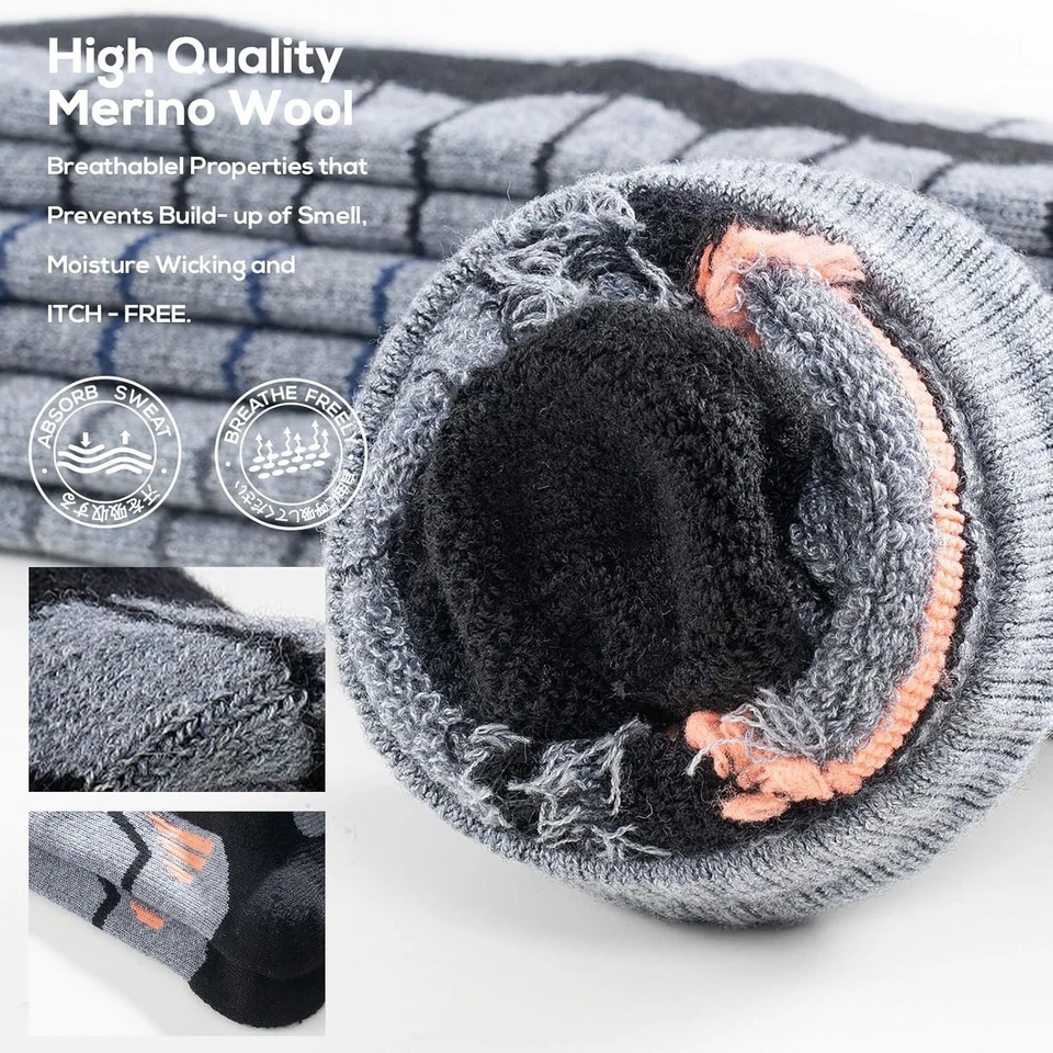 Calcetines de esquí cómodos de lana merino para todo el día - Cojín completo rendimiento térmico Foto 4 de 4