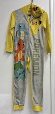Pokemon Pikachu Hooded One Piece Pajamas Size 10 Kids Boys Girls Fleece Zip Up