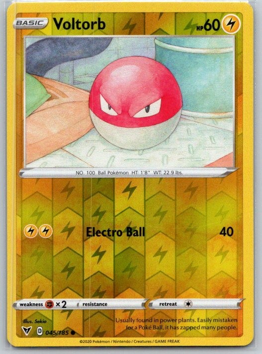 Voltorb 045/185 Common Vivid Voltage Pokemon Reverse Holo Near Mint