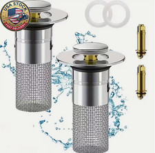 2-Pack Sink Stopper Hair Catcher Bathroom Pop Up Sink Drain Strainer Filter Plug