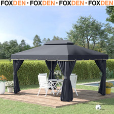 Image of 3 x 4m Aluminium Garden Gazebo Pavilion Party Tent with Nets and Curtains Black