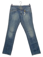 Mogul Damen Jeans Straight Leg Blau W32 L34 Baumwolle Stickerei