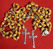 10 CHARSTIAN Catholic Rosary Olive wood beads rosary with Soil From Holy Land
