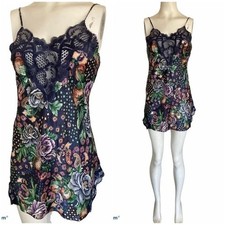 Vintage Victoria's Secret Gold Label Satin Floral Rose Print Lace Slip Dress L