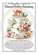 NEW To A Precious Mum & Dad On Their 60th Diamond Wedding Anniversary A5 Card