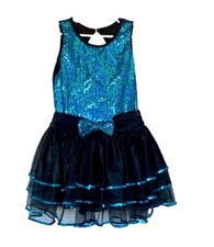Peacock Blue Sequin Dance Costume LC Girls Large Child Jazz Dress
