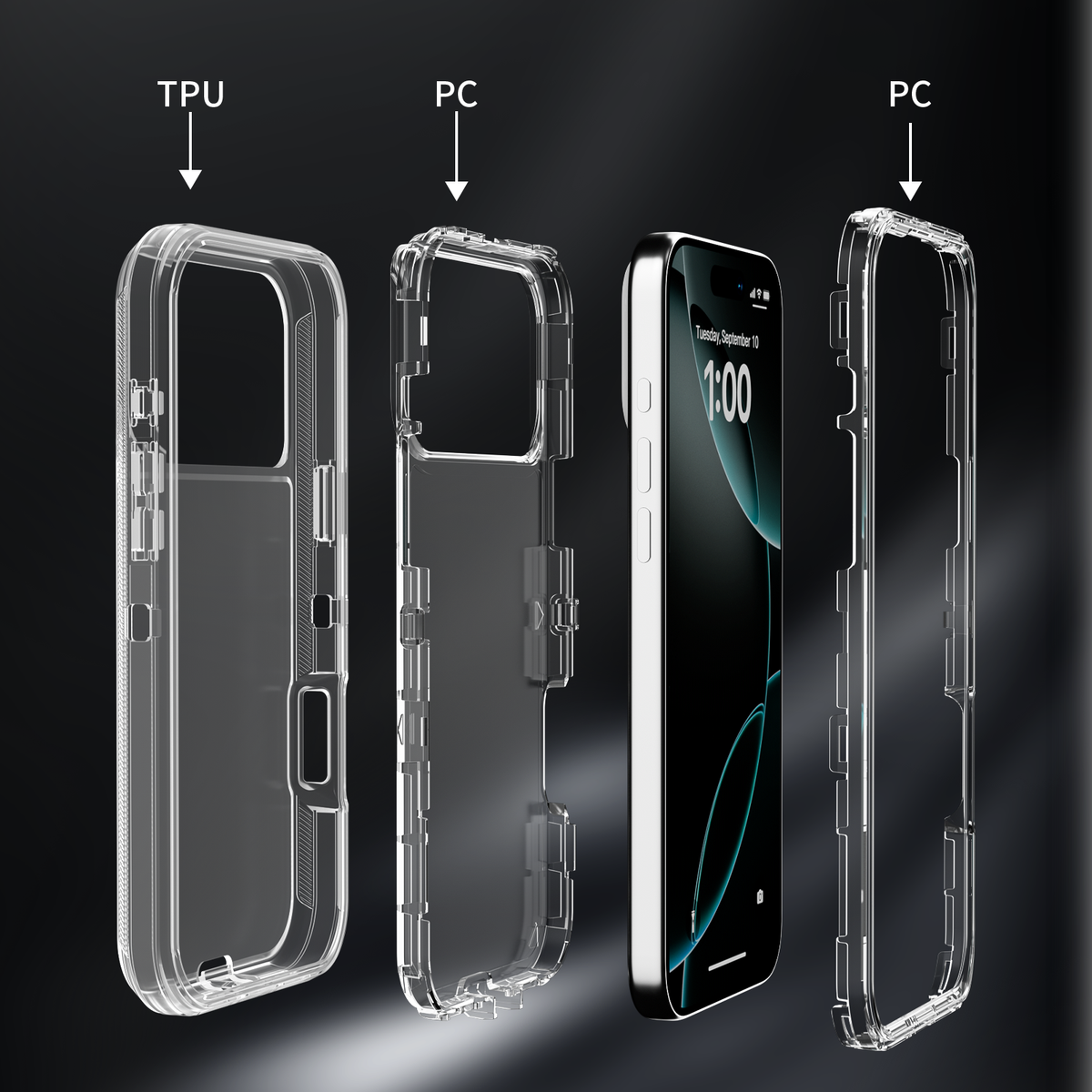 Clear Heavy Duty Case Shockproof For iPhone 17 16 15 Pro Max 14 13