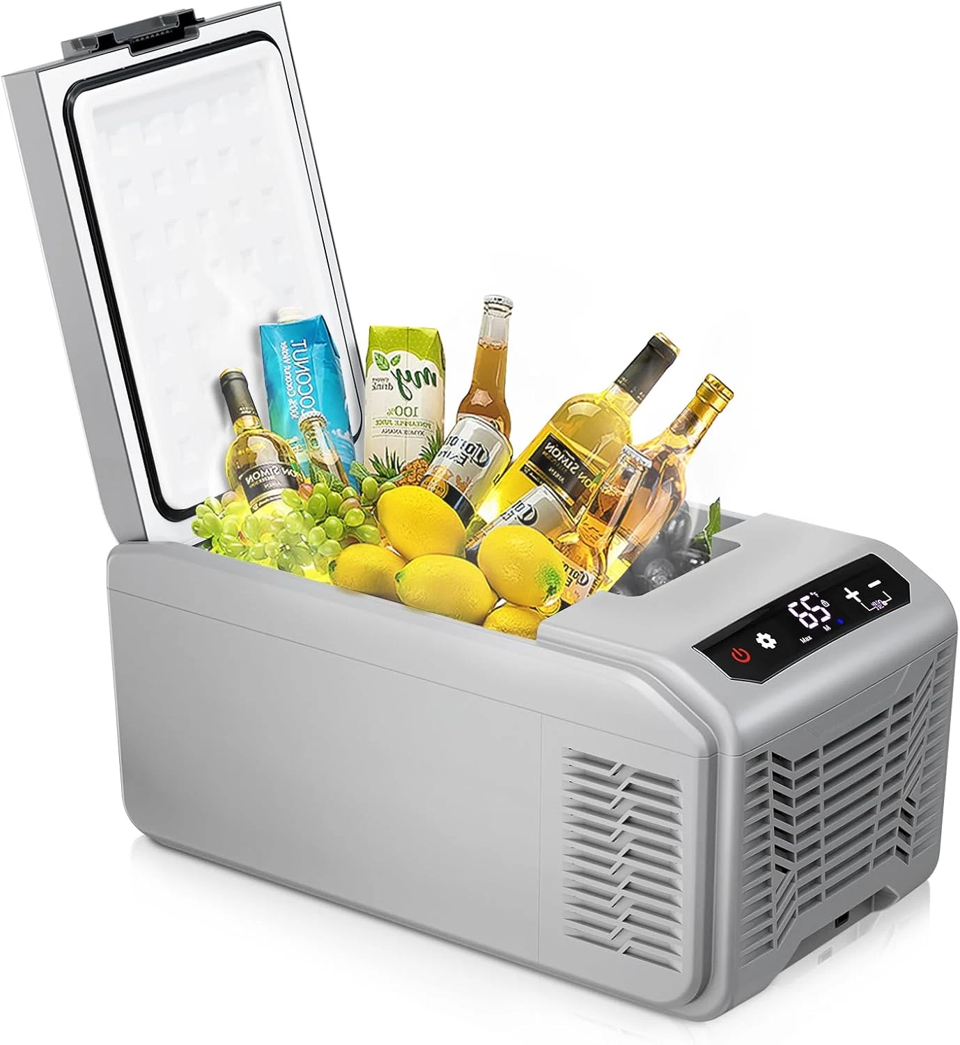 12V Portable Electric Cooler, 15L Car Fridge, -4℉ to 68℉ for Travel & Camping