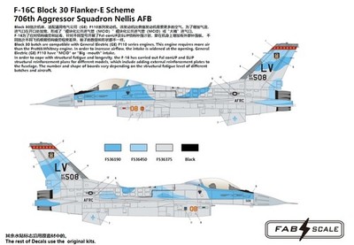 FAB FD48048 1/48 F-16C Block30 Flanker-E Scheme 706th Aggressor Squadron Nellis