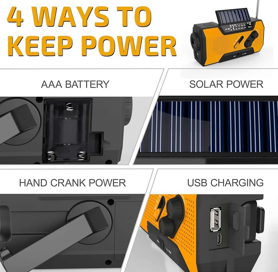 Notfallkurbel Wetterradio, AM/FM/NOAA Handkurbel - Grün - Bild 4 von 4