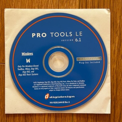 Pro Tools LE Version 6.1 Install Disk For WINDOWS Digidesign 002 001
