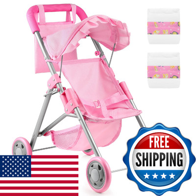 GAGAKU Baby Doll Stroller for Toddlers Foldable Toy with Storage Basket Bag Diap