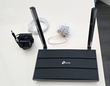 TP-LINK Black Wireless Router with 2 Antennas & Power Adapter Bundle