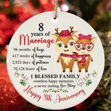 8 Years Of Marriage Ornament Happy 8th Anniversary Deer Couple Christmas Gift