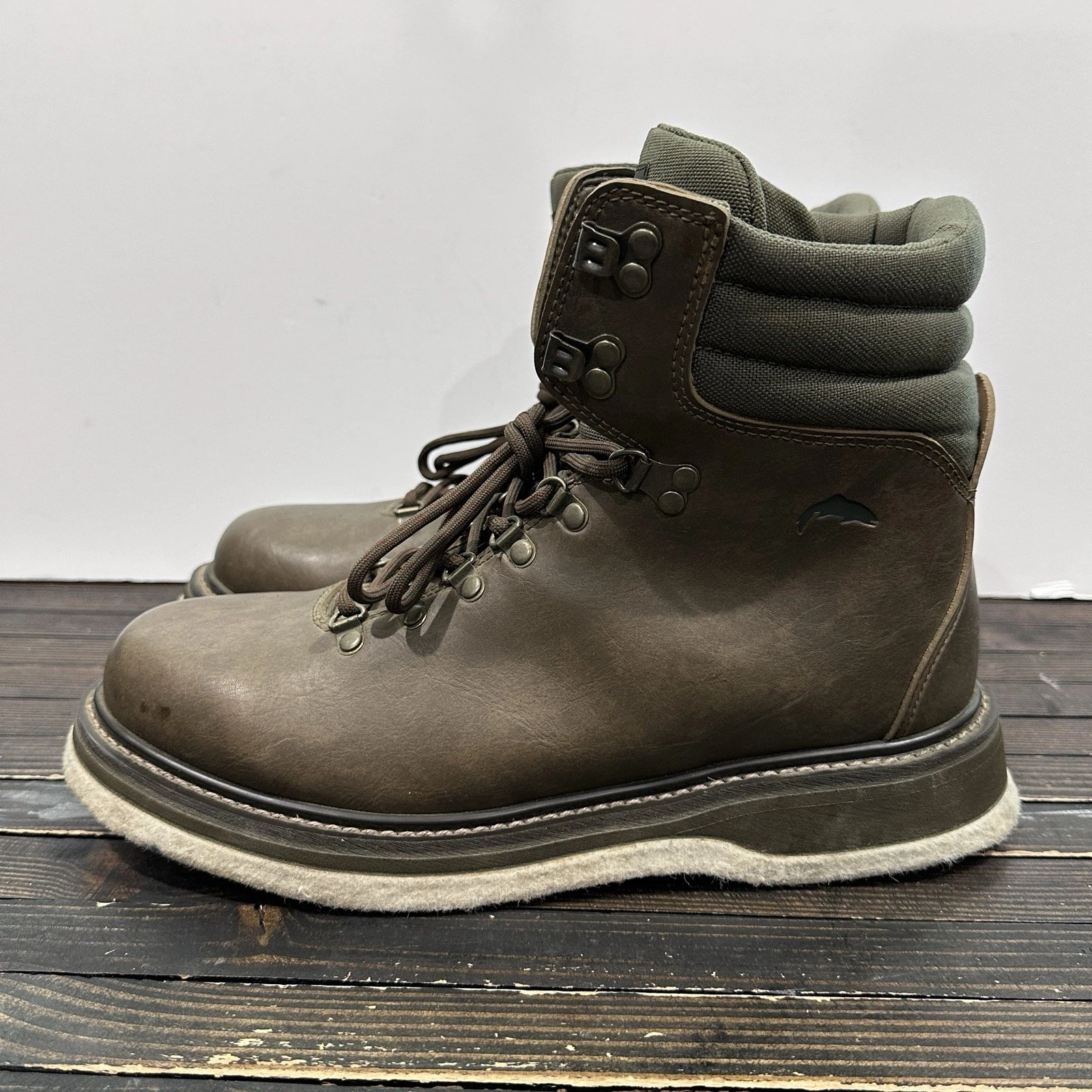 Simms Freestone Wade Boots Mens US 11 Brown Leather Fly Fish Felt Sole