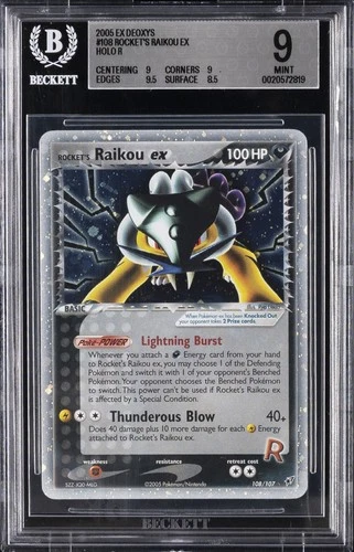 2005 POKEMON EX DEOXYS HOLO R #108 ROCKET'S RAIKOU EX BGS 9