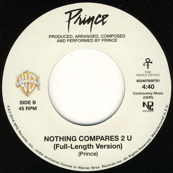 Prince Nothing Compares 2 U 7" Vinyle Europe Npg 2018 Édition Limitée 7" En Pic - Photo 4/4