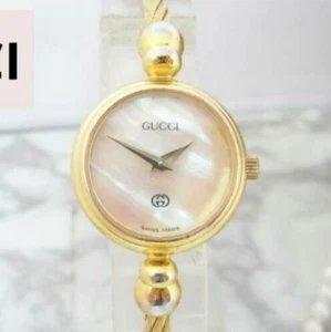 Montre à quartz femme GUCCI 2700,2 L cadran blanc coque or
