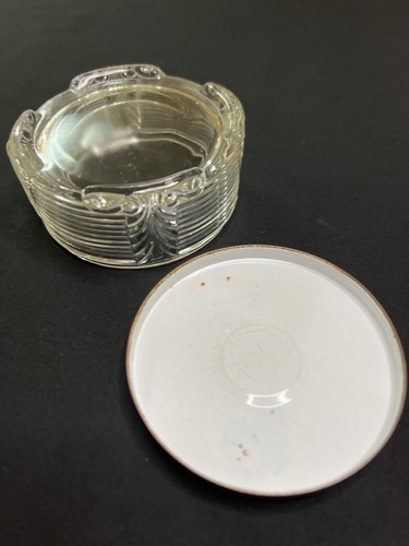 Cassettiera in vetro vintage portagioie polvere con coperchio in metallo tono argento inciso - Foto 6 di 9