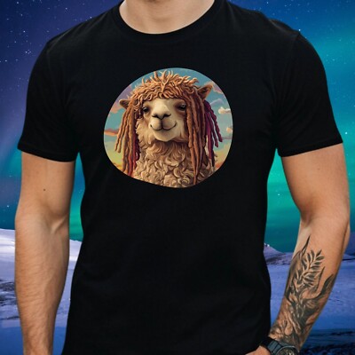 Mens Alpaca Dreadlocks Print Cotton T-Shirt Size XS to 5XL
