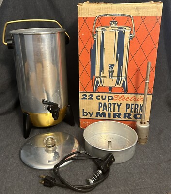 Vintage 1967 Mirro 22 Cup Electric Party Perk Coffee Percolator