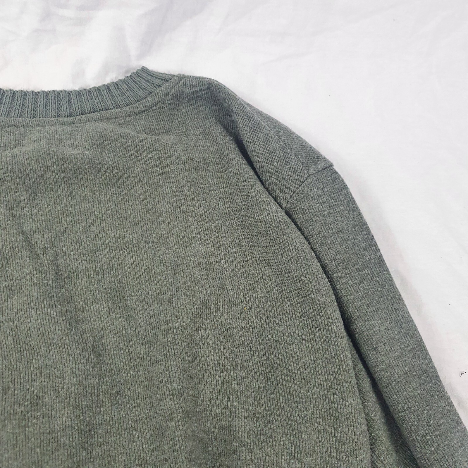 Zara Khaki Green/Grey Cropped Knit Jumper Long Sleeve Size UK S thumbnail 11