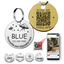Personalized QR Code Pet Id Tag Made in USA - Custom Tag Web App. Illustration