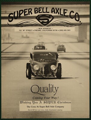 Super Bell Axle Street Rod Freeway Christmas Greeting Vintage Print Ad 1979