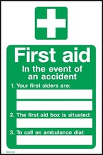 First Aid In the event of an accident Sign or Sticker - All Sizes (MISC153)