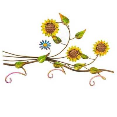 Handmade Wrought Iron Sunflower Clothes Rack Hanger 3 Seater Wall
