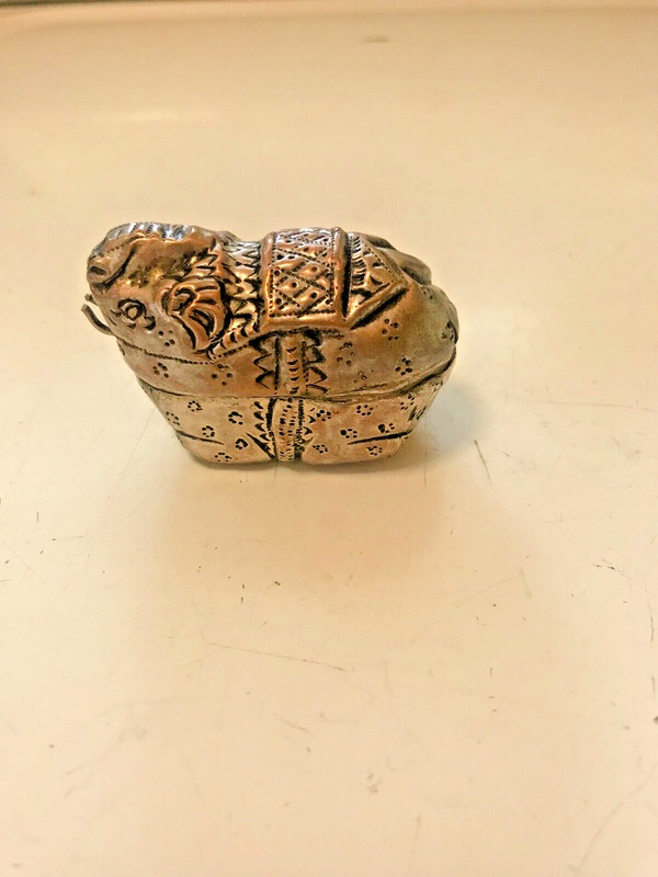 Silver Cambodian Elephant Betel Box, antique, acquired in early 70s in S. E Asia