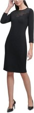 Calvin Klein Women's Illusion-Detail Sweater Dress Color Black Size L $129