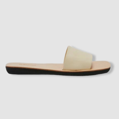 $550 Jil Sander Womens Beige Agnellato Leather Flat Sandal Shoes EU 40.5/US 10.5