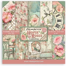 STAMPERIA INTERNATIONAL, KFT PAPER PAD 12X12 10PK HOUSE ROSE, 30.5 x 30.5 (12" x