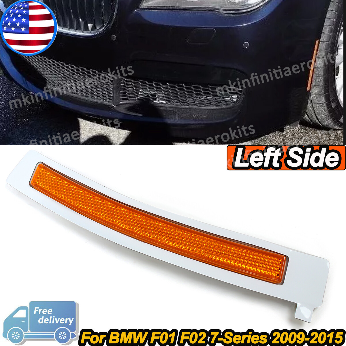 bmw1シリーズ　リフレクター　風除け Left Side Front Reflectors-Bumper Cover Yellow For BMW F01 F02 7