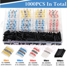 1000PCS Waterproof Solder Seal Heat Shrink Wire Butt Terminal Connectors Kit Set
