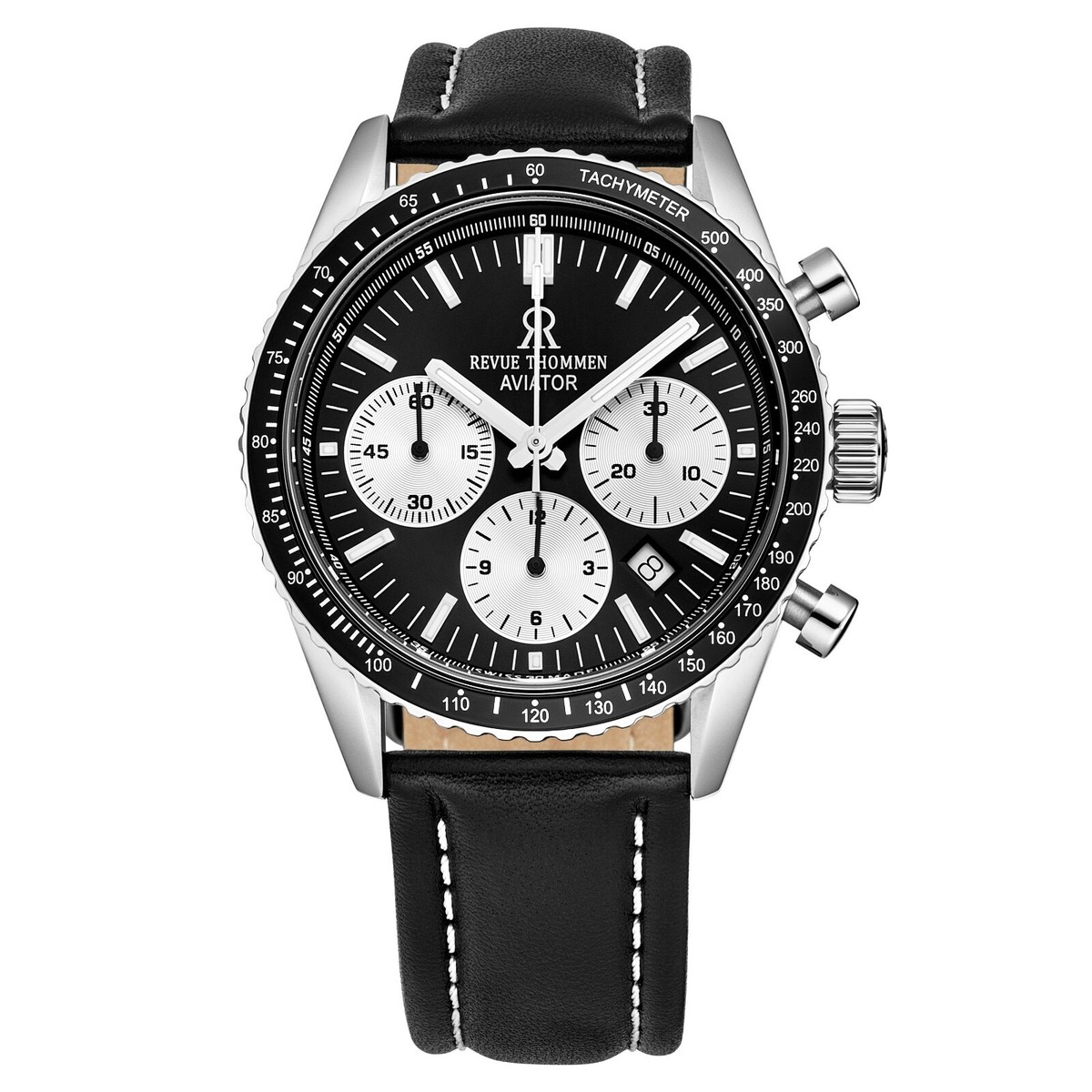 Revue Thommen 17000.6534 'Aviator' Leather Strap Chronograph