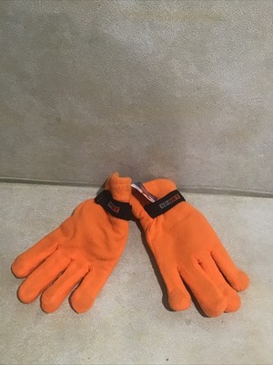 Polar Fleece Orange Gloves Mens OS Hunting Shooting Winter New