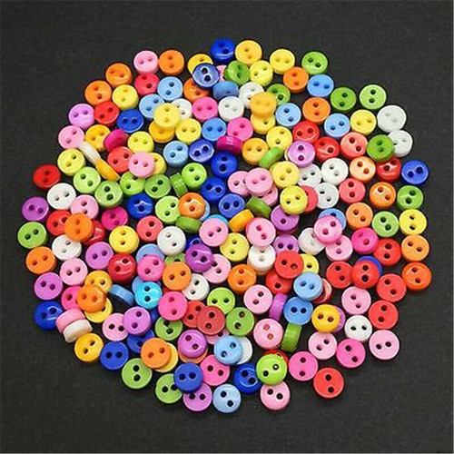 TINY RESIN 200 6mm ROUND BUTTONS - MIXED COLOURS - CRAFT - SCRAPBOOK - SEWING - Picture 3 of 7