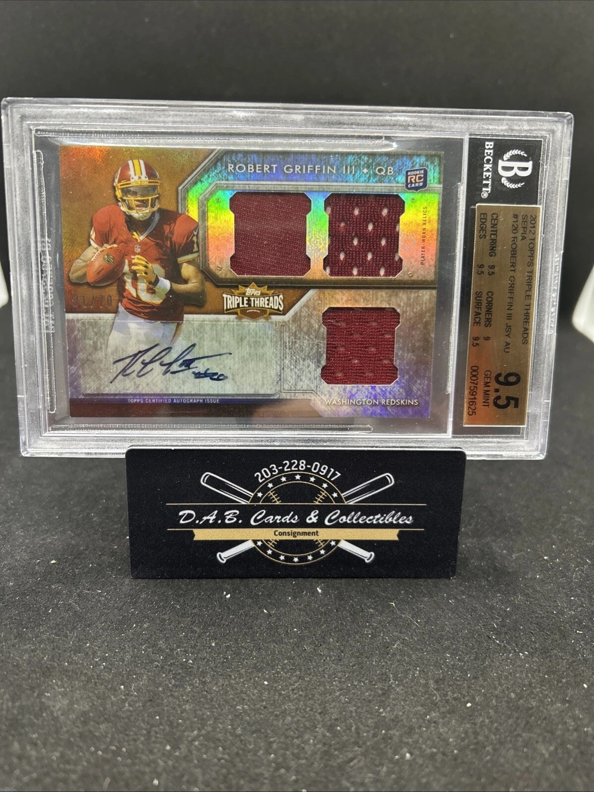 Robert Griffin III Topps Triple Threads #120 Autograph Relics-Sepia