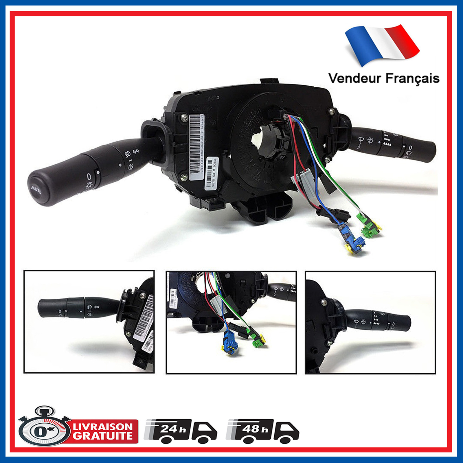 Contacteur tournant pour réparer le klaxon et l'airbag sur Renault Megane 2 référence 8200216462