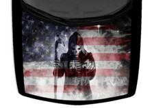 Hooded Skeleton Grim Reaper Truck Car Vinyl Decal Graphic USA Flag Hood Wrap 